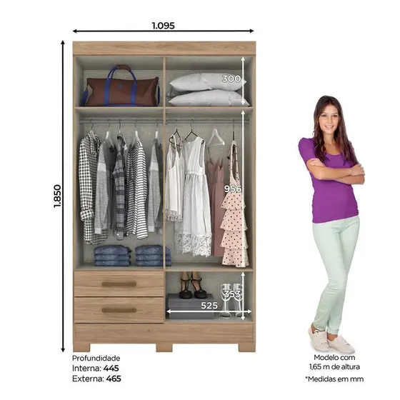 Roupeiro 04 Portas 02 Gavetas c/ Pes Jequitiba Brilho