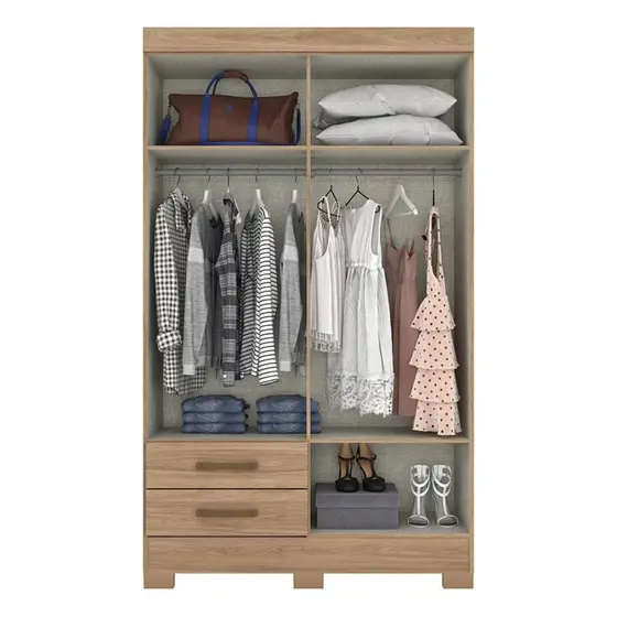 Roupeiro 04 Portas 02 Gavetas c/ Pes Jequitiba Brilho