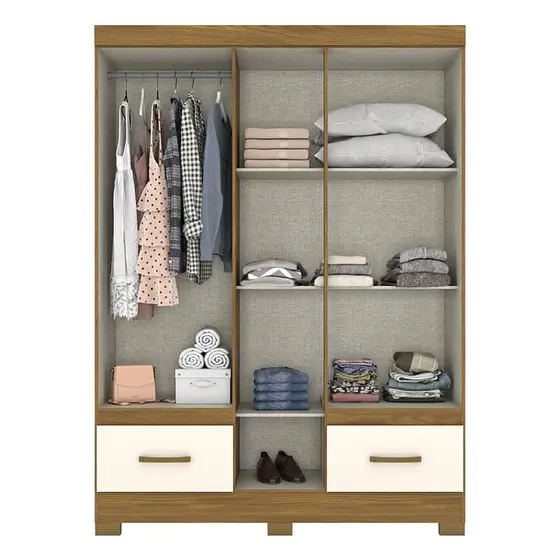 B60-127 Roupeiro 05 Portas 02 Gavetas Nature/Off White