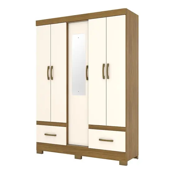 B60-127 Roupeiro 05 Portas 02 Gavetas Nature/Off White