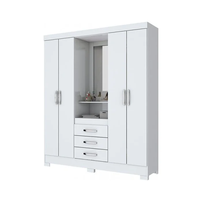 B24-66 Roupeiro 04 Portas 03 Gavetas Branco