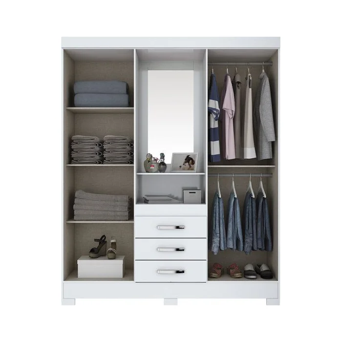 B24-66 Roupeiro 04 Portas 03 Gavetas Branco