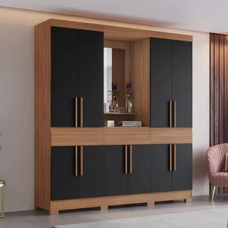 Roupeiro 10 Portas 3 Gav Nature/Preto HP B374-215