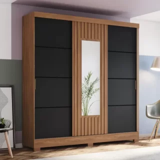 Roupeiro 03 Pts Desliz 02 Gav Nature/Preto HP B376-215