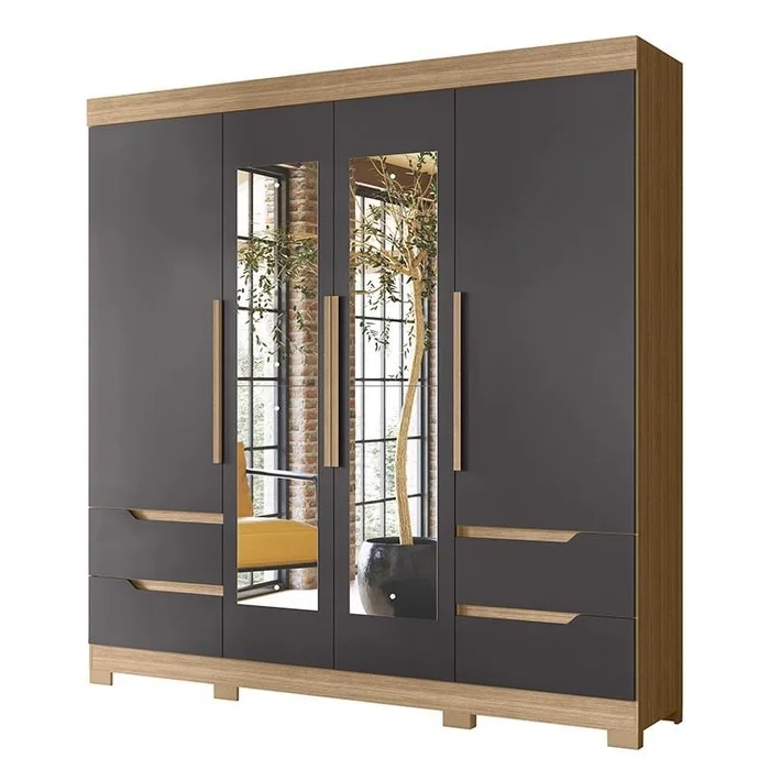 GUARDA ROUPA VIVACCE C ESPELHO NATURE/TITANIUM