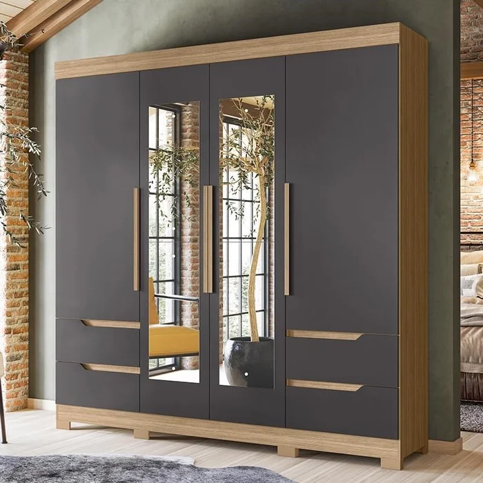 GUARDA ROUPA VIVACCE C ESPELHO NATURE/TITANIUM