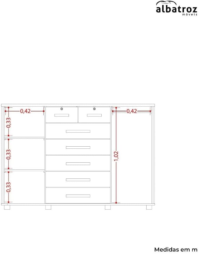 CÔMODA FONTANA CARVALHO GRIFE/OFF WHITE