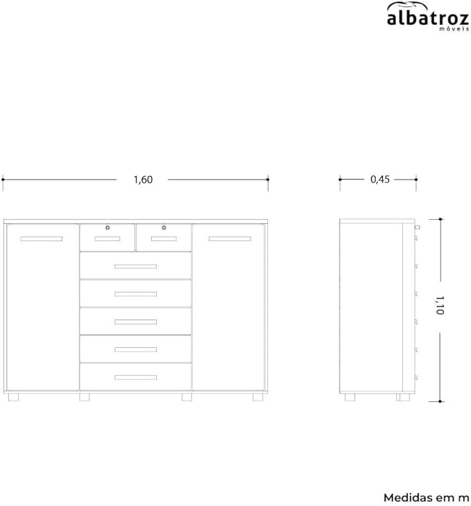 CÔMODA FONTANA CARVALHO GRIFE/OFF WHITE