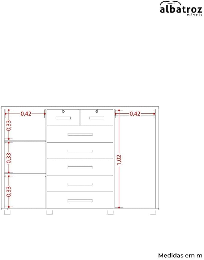 CÔMODA FONTANA BRANCO FOSCO LISO