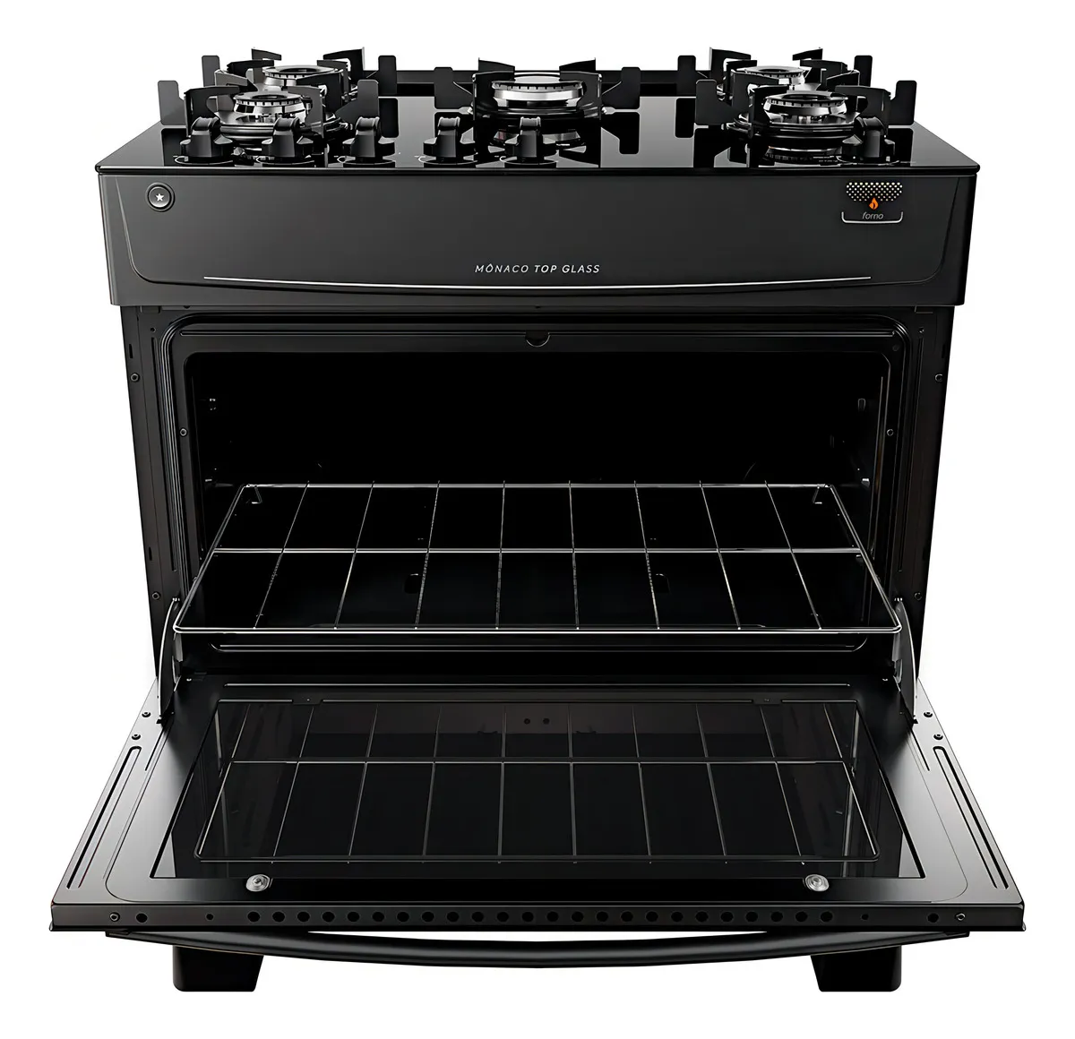FOGÃO GÁS 5Q MONACO TOP GLASS PRETO
