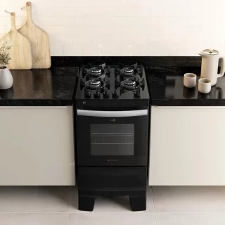 FOGAO GAS 4Q AGILE GLASS PRETO