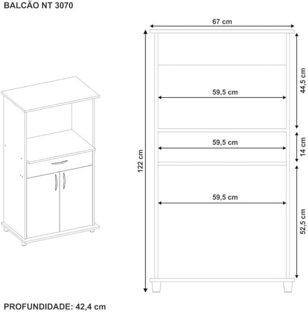 BALCÃO NT 3070 FREIJO TREND/BC NEW