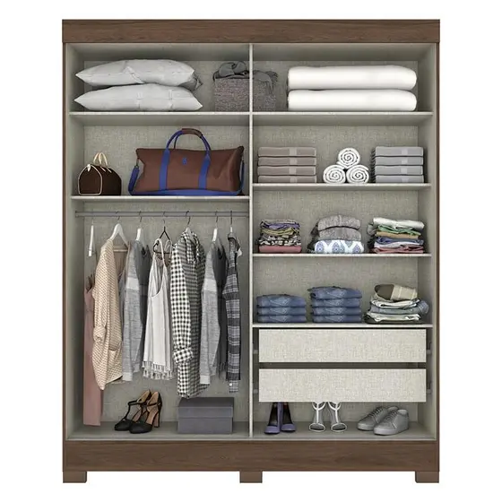 B66-138 Roupeiro 02 Portas Deslizante Castanho HP/Off White