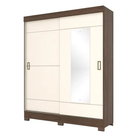 B66-138 Roupeiro 02 Portas Deslizante Castanho HP/Off White