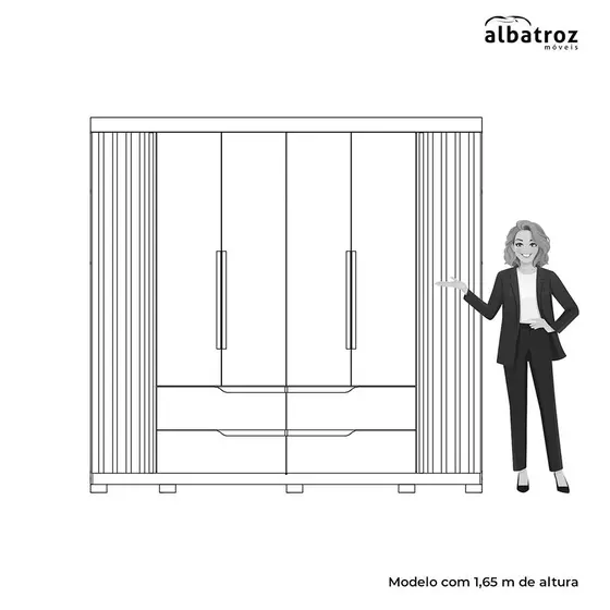 GUARDA ROUPA DOBLE CASAL C ESPELHO 245 NATURE/ TITANIUM