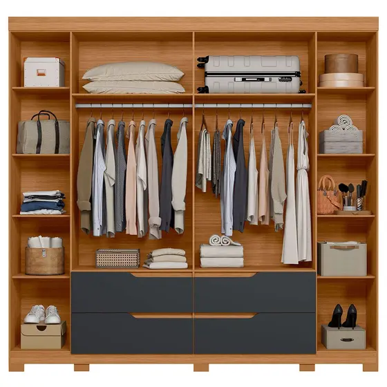 GUARDA ROUPA DOBLE CASAL C ESPELHO 245 NATURE/ TITANIUM