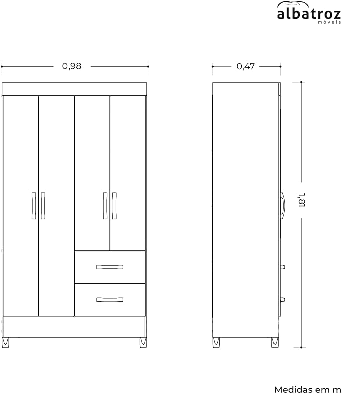 GUARDA ROUPA MOBI 4 PTS TITANIUM INT BCA FCI