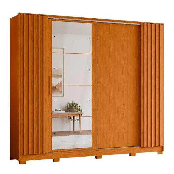 GUARDA ROUPA JACARANDA 4 C ESPELHO CINAMOMO/OFF WHITE (FLEX)