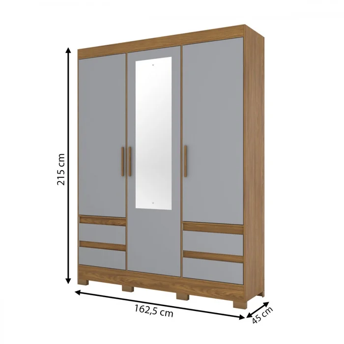 Roupeiro 3Pts 4 Gav Nature/Cinza