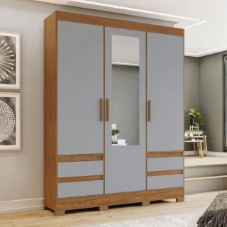 Roupeiro 3Pts 4 Gav Nature/Cinza