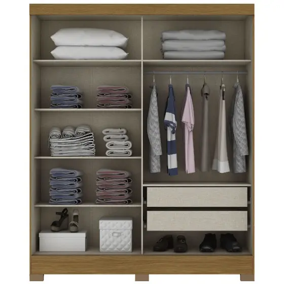 B74-127 Roupeiro 02 Portas Deslizantes Nature/OFF White