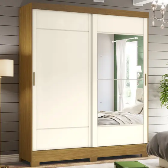 B74-127 Roupeiro 02 Portas Deslizantes Nature/OFF White