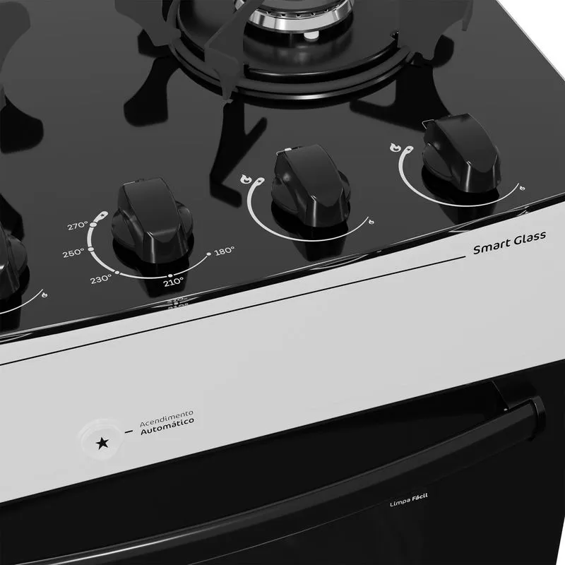 FOGAO A GAS REALCE SMART GLASS 4Q BRANCO