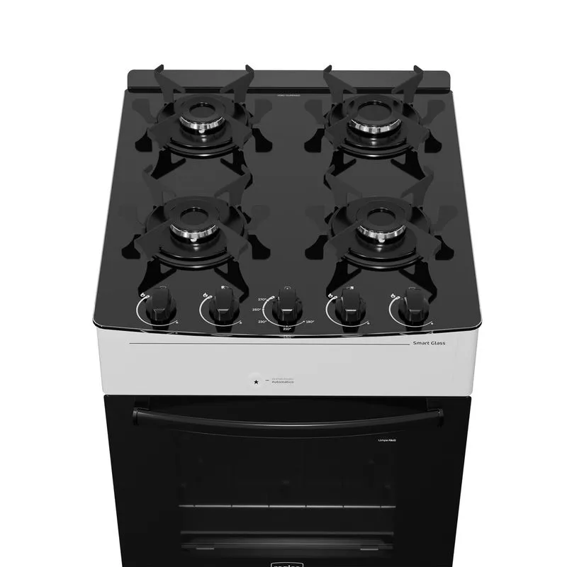 FOGAO A GAS REALCE SMART GLASS 4Q BRANCO