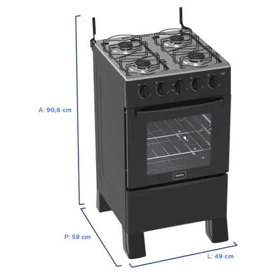 FOGAO REALCE ARES 4 BOCAS PRETO
