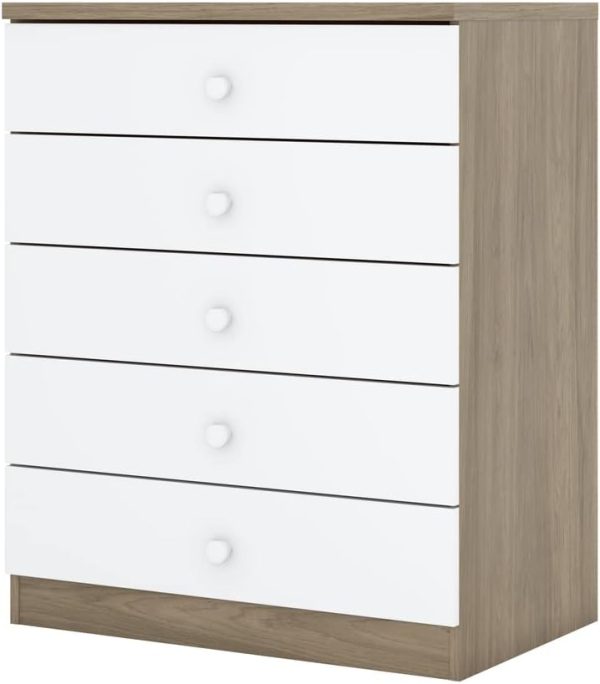 COMODA BALA DE MENTA 5 GAVETAS RUSTICO/BRANCO
