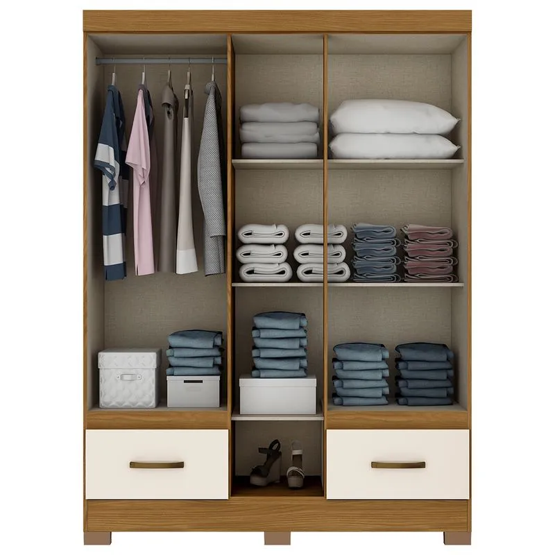 B60-127 Roupeiro 05 Portas 02 Gavetas Nature/Off White