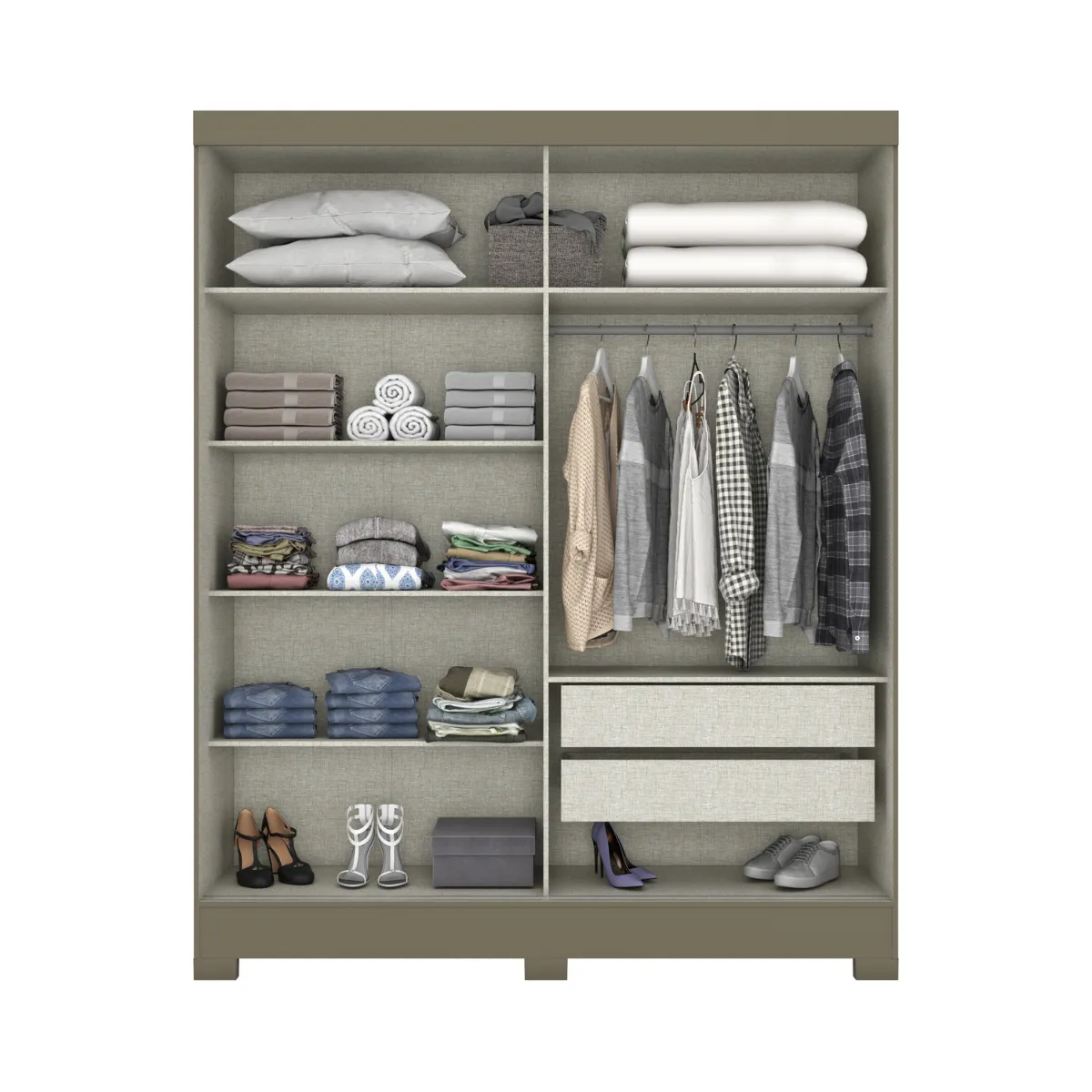 B74-35 Roupeiro 02 Portas Deslizantes Duna/Cristal