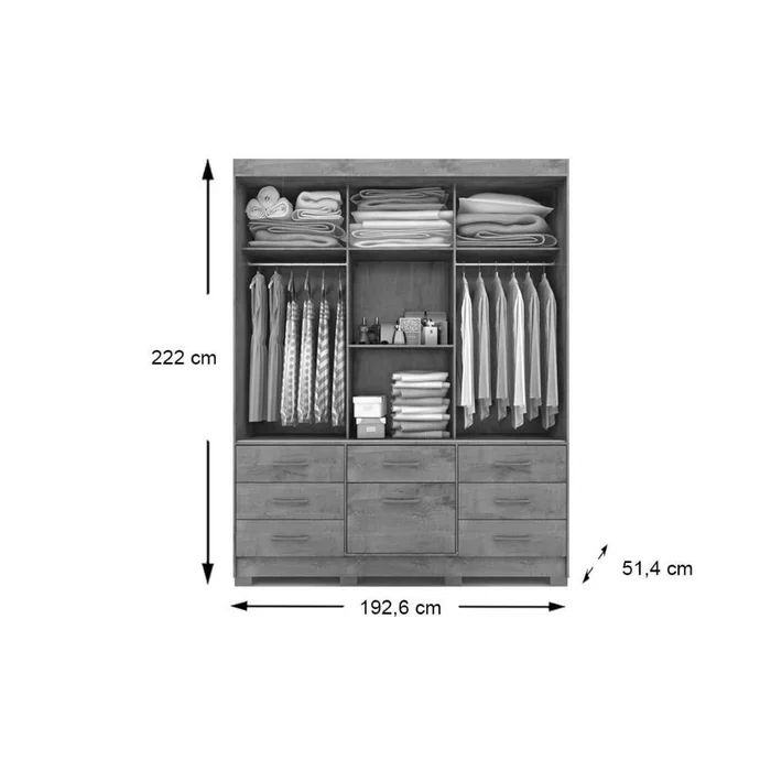 ROUPEIRO LUIZA 3 PORTAS SLIDE COM KIT ESPELHO CINAMOMO/OFF WHITE
