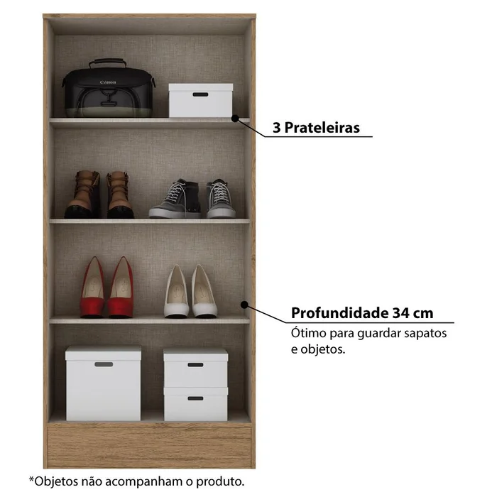 Roupeiro Multiuso 1300mm 2 Portas Rustico B14-94