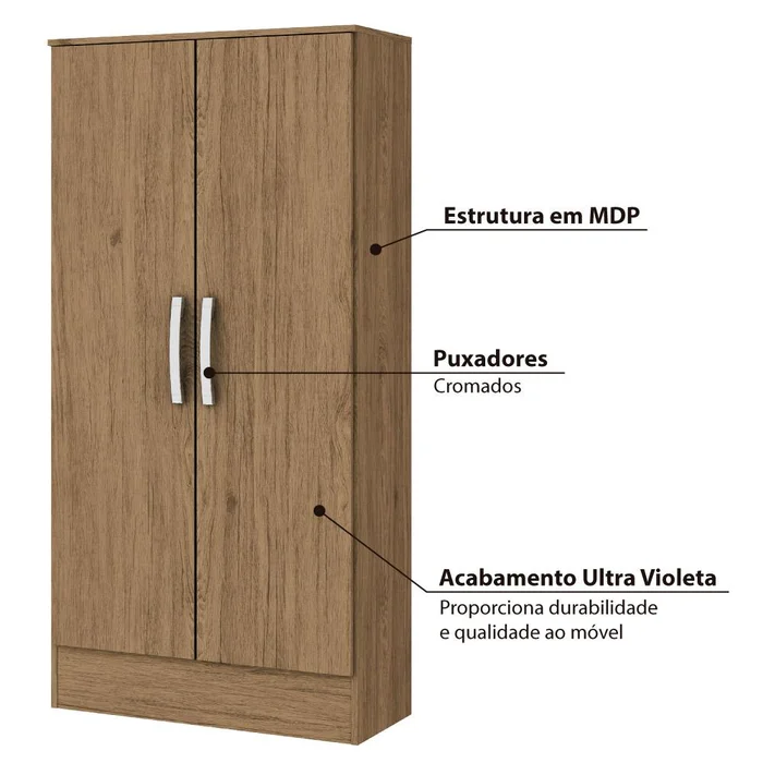Roupeiro Multiuso 1300mm 2 Portas Rustico B14-94
