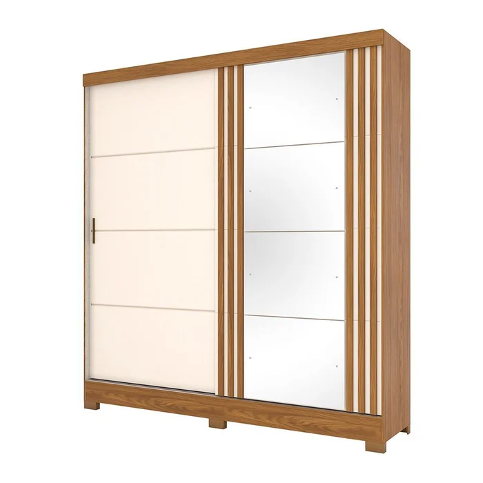 B352-127 Roupeiro 2 Pts Deslizantes Nature/Off White