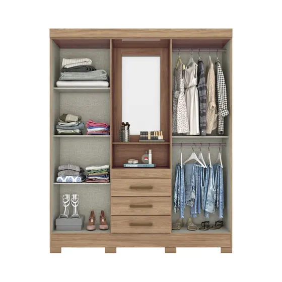 ROUPEIRO B24-198 04 PORTAS 03 GAVETAS JEQUITIBA BRILHO