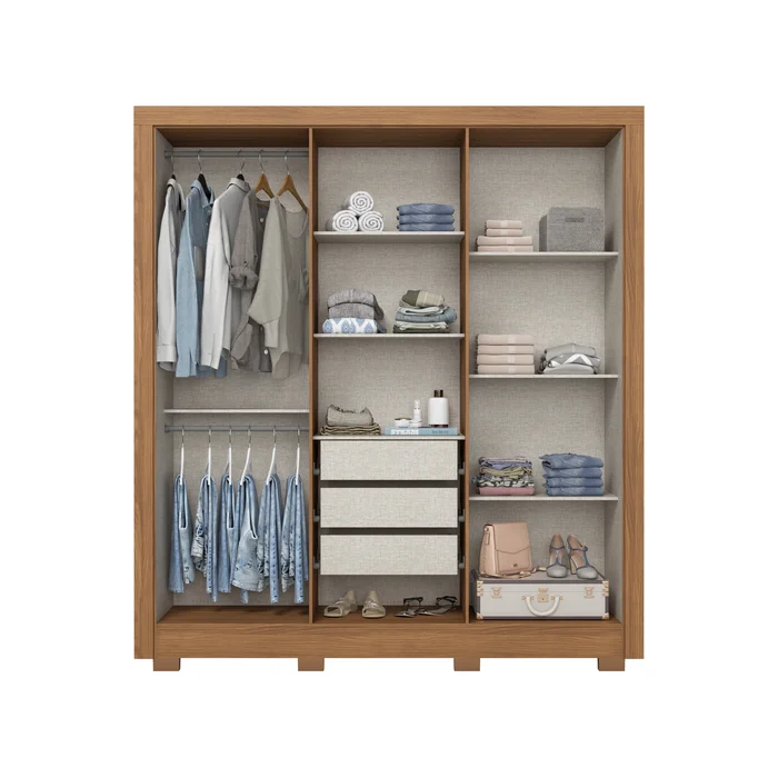 B366-215 Roupeiro 06 Portas Nature/Preto HP