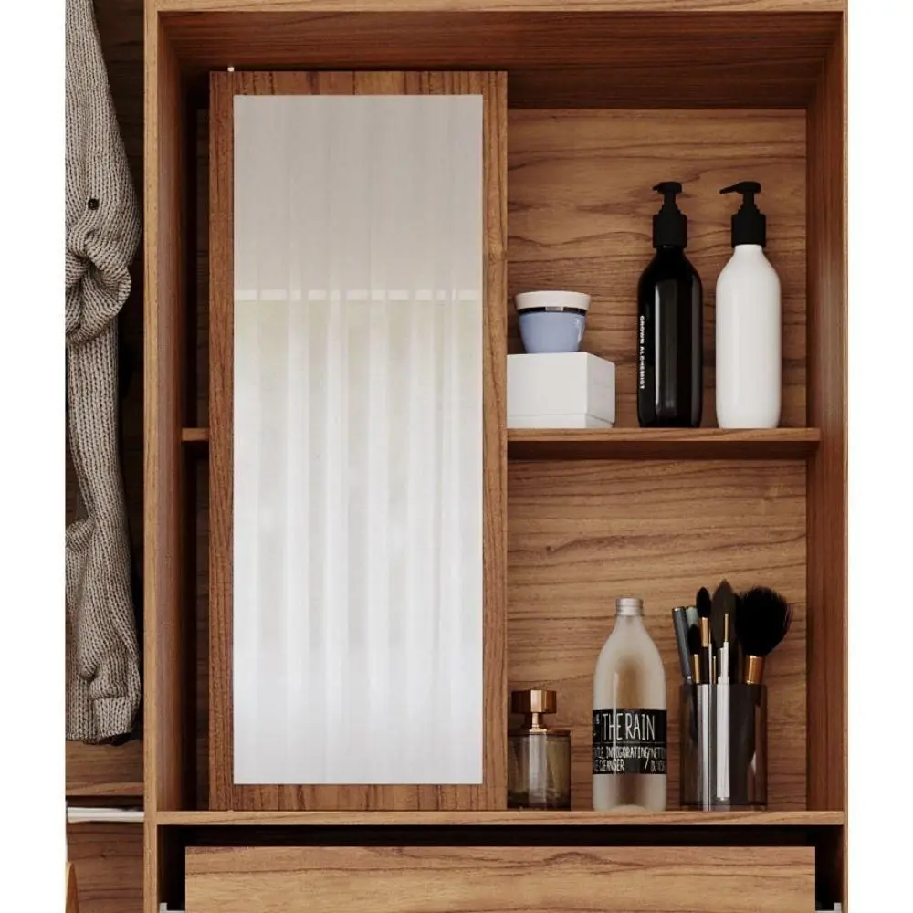 ROUPEIRO CLARA 6 PORTAS FLEX COM KIT DIVISÃO GIRATORIO + ESPELHO CINAMOMO/GRAFIATO