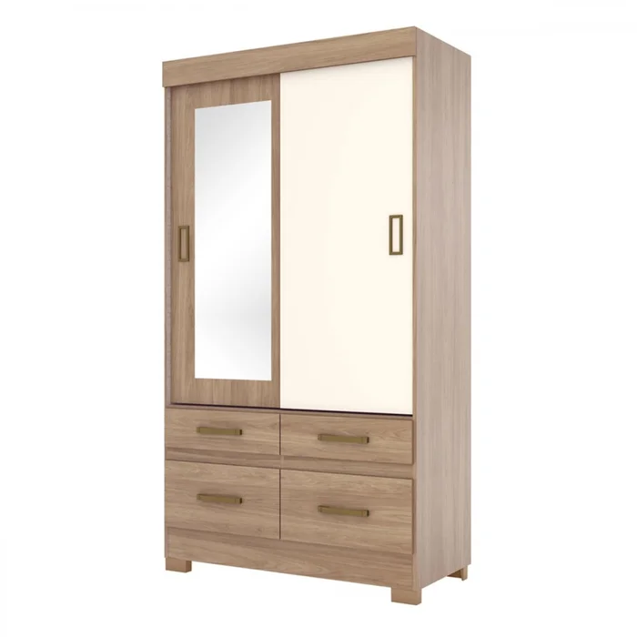 BE25-201 Roupeiro 2Pts Deslz 4Gav Jequi Br/Jequi Br/Off White