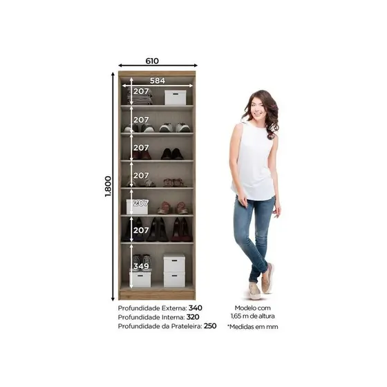 Roupeiro Multiuso Margarida 2 Pts Rustico/Off White