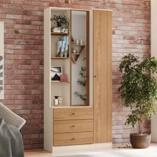 D332-129 Roupeiro Multiuso Doha 2Pts 3Gav Off White/Nature