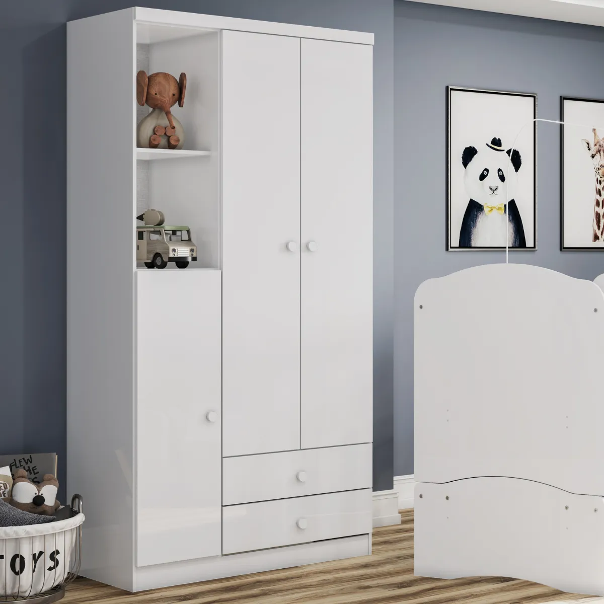 Roupeiro Bala de Menta 3 Pts Branco