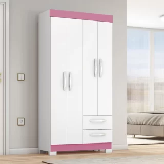 GUARDA ROUPA NT 6010 REF 129 BCO NEW/ROSA BRANCO