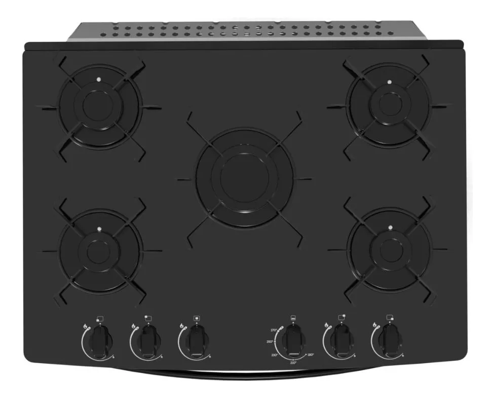 FOGAO A GAS REALCE PREMIUM GLASS 5Q PRETO