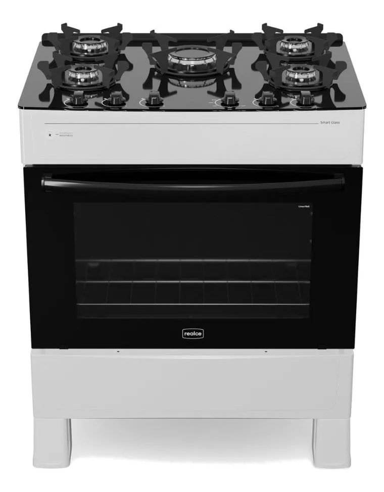 FOGAO A GAS REALCE PREMIUM GLASS 5Q BRANCO