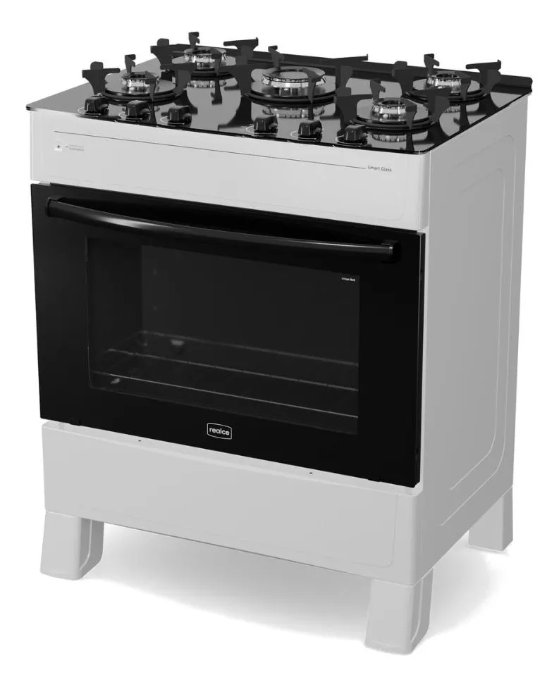 FOGAO A GAS REALCE PREMIUM GLASS 5Q BRANCO