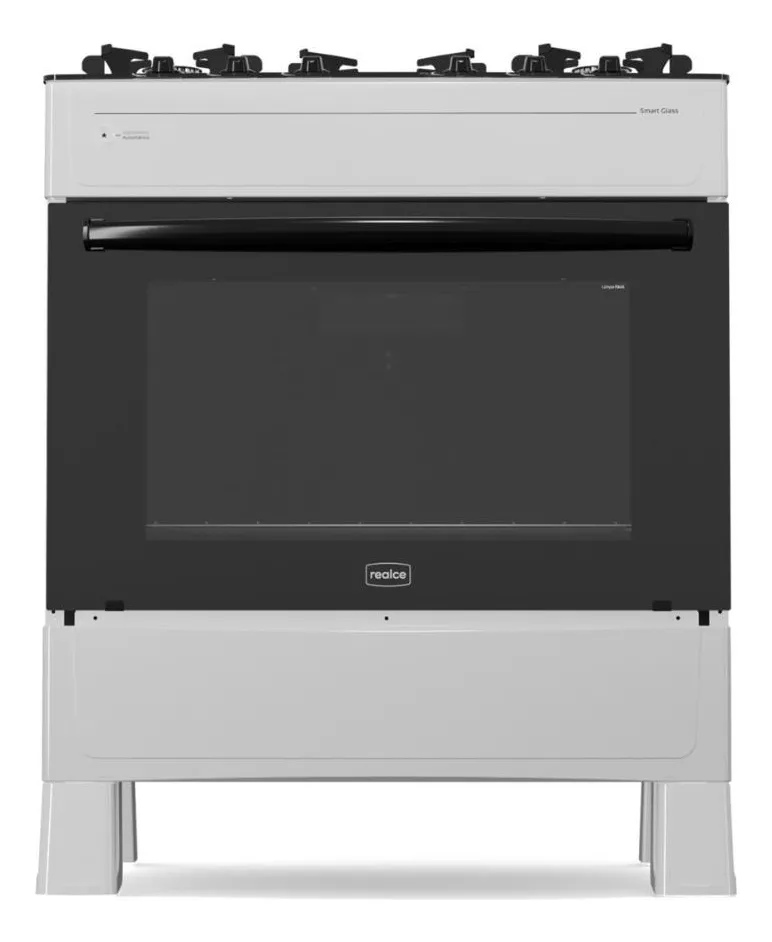 FOGAO A GAS REALCE PREMIUM GLASS 5Q BRANCO