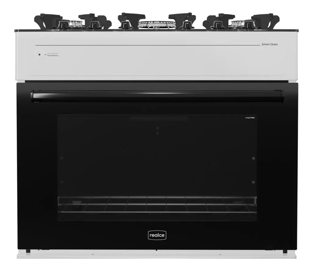 FOGAO A GAS REALCE PREMIUM GLASS 5Q BRANCO