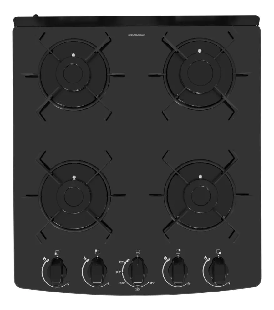 FOGAO A GAS REALCE PREMIUM GLASS 4Q PRETO